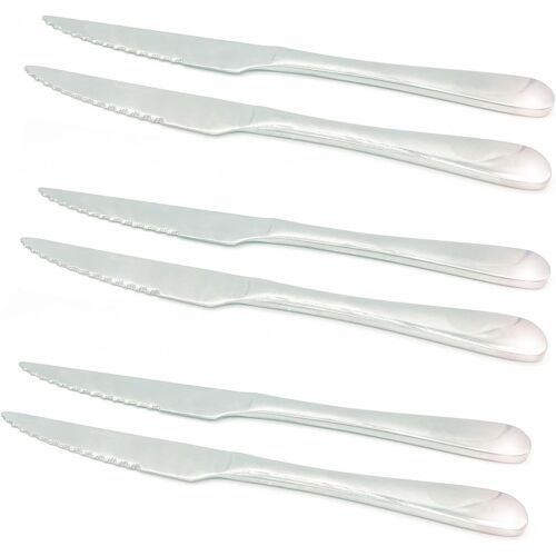 Jexnovashop-Set De Couteaux | Set De Couverts En Acier Inoxydable | Ustensiles De Cuisine | Couteau À Viande | Poignée Ergonomique | Lame Tranchante | Coupe Professionnelle | 6 Pièces