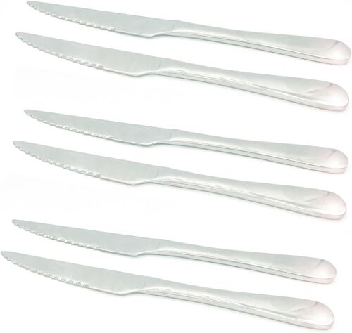 Jexnovashop-Set De Couteaux | Set De Couverts En Acier Inoxydable | Ustensiles De Cuisine | Couteau À Viande | Poignée Ergonomique | Lame Tranchante | Coupe Professionnelle | 6 Pièces