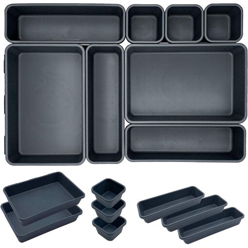 Boîtes De Rangement Empilables Shunfaji (4 Pièces) - 8x21x20 Cm, Multicolores, Pour Tiroir, Bureau, Salle De Bain