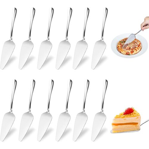 Kalanka-12 Pièces Pelle À Tarte, Couteau À Gâteau En Acier Inoxydable, Pelle À Gâteaux Avec Bord Dentelé Fin, Spatule À Gâteau Lavable En Lave-Vaisselle, Pour Cuisine Restaurant Fête Gâteaux Tartes