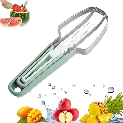 Mevronisshop-Coupe-Pastèque 3 En 1 En Acier Inoxydable,Pour Couper Des Fruits Et Des Pastèques Portable Pour Fête À La Maison Outil Couteau Fruits Pour Gadget De Cuisine Moulin À Pastèque