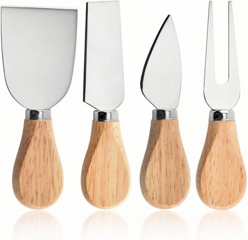 Jexnovashop-Couteau Fromage - 4 Pcs Ensemble De Couteaux À Fromage Cuisine Cheese Couteaux Set Couteau À Fromage Fourchette A Beurre Collection Coffret Couteau À Fromage Manche En Bois