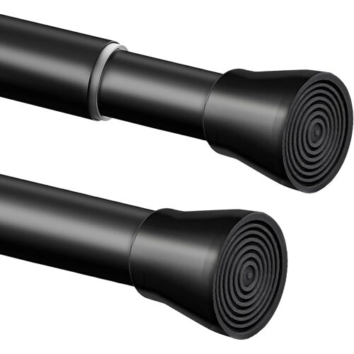 Tringle à rideau de douche réglable,en acier inoxydable,sans perçage,barre télescopique pour armoire,salle de bain,balcon,rideau de douche (62 à 85 cm,noire,1 pièce)
