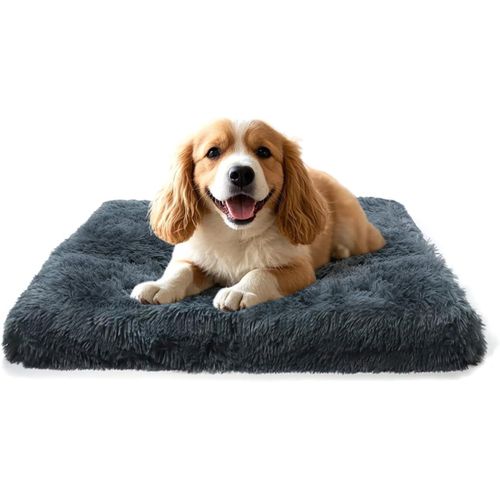 Jfkjg-Panier Moelleux Pour Petit Chien ¿ Déhoussable Et Lavable, Lit En Peluche Avec Base Antidérapante, 50 X 40 X 5 Cm, Gris Foncé