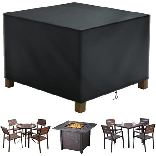 Spwa-Housse Salon De Jardin, Housse De Table Jardin Rectangulaire, Couverture De Protection Meubles Bâche Salon De Jardin Imperméable Anti-Uv, Bache Table Exterieur (Schwarz, 120*120*72cm 420d)
