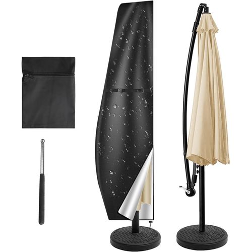 Housse De Protection Pour Parasol - Imperméable - Résistante Aux Intempéries - Anti-Uv - Coupe-Vent - Pour Extérieur - 250 X 25/57/48 Cm - Noir