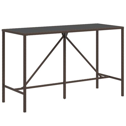 Vidaxl Table De Bar Et Dessus En Verre Marron 180x70x110 Cm Poly Rotin