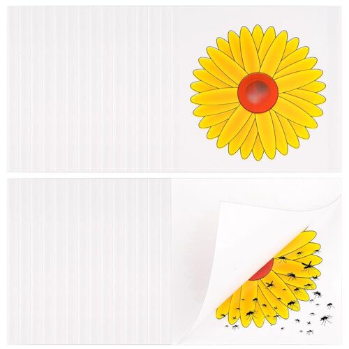 30 Pi¿¿ces Mouches Pi¿¿ge Autocollant de Fen¿ºtre, 9.5x9.5cm Pi¿¿ge ¿¿ Insectes pour Fen¿ºtre, Non Toxique et Inodore Attrape Mouches Anti Mouche Fleur, pour Les Insectes Nuisibles