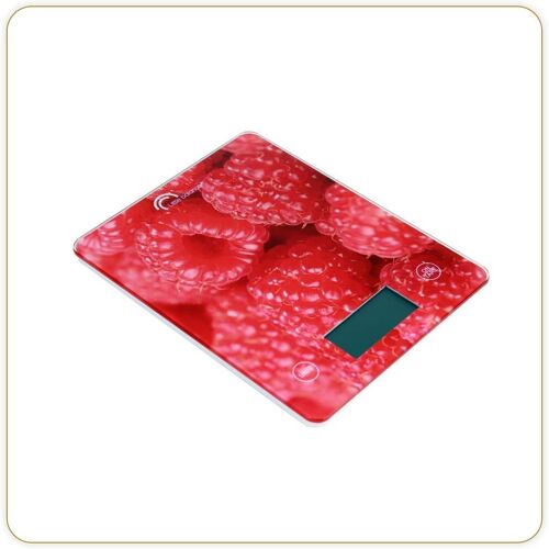8102 Slim - Balance De Cuisine Électronique - 5 Kg/1 G - Plateau En Verre Trempé - Design Extra-Plat - Décor Framboises[Chu10501745]