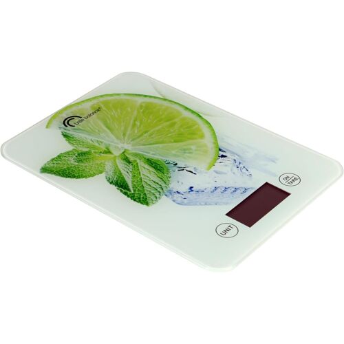 Kalanka-8034 Slim - Balance De Cuisine Électronique - 5 Kg/1 G - Plateau En Verre Trempé - Design Extra-Plat - Décor Citron