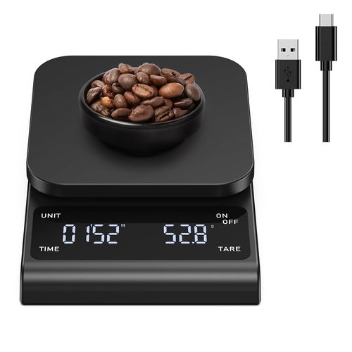 Letnerny-Balance À Café Avec Minuterie, Balance De Cuisine 3kg/0.1g, Balance À Espresso, Balance Alimentaires De Précision, Coffee Scale Avec Affichage Led, Fonction Tare, Usb, Arrêt Automatique