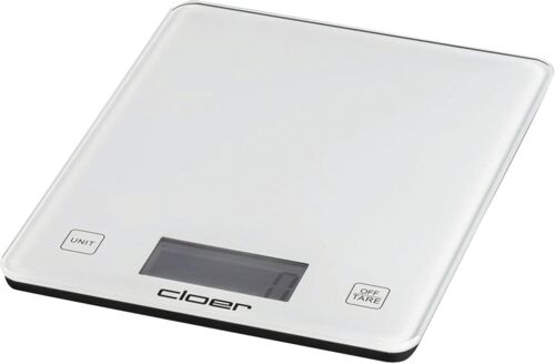 Cloer 6871 Balance De Cuisine Numérique Jusqu'à 10 Kg, Fonction Poids Ajouté, Mesure Du Poids Par Incréments De 1 G, Surface En Verre, Écran Lcd, Blanc