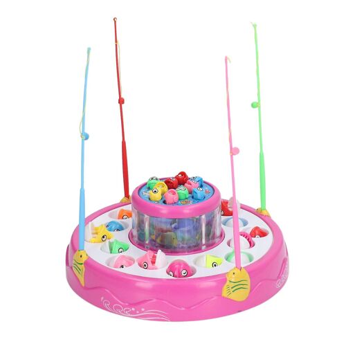 Jouet de pêche magnétique à 2 couches avec 4 pôles, jeu de société rotatif avec lumière musicale, jouet de pêche, violet.