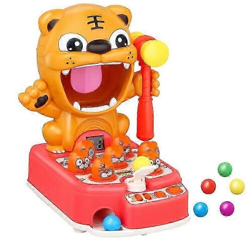 Banc de frappe multifonctionnel, jeu de tir de tigre pour enfants, jeu de billes interactif, martelage, martelage, avec musique et lumière-style2