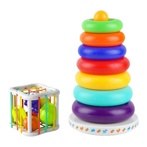 Jouet À Empiler Aux Couleurs Vives Pour Tout-Petits, Améliorant La Motricité Fine, La Pensée Logique, Jeu De Société, Jouet Cognitif Sensoriel Aux Couleurs-2101 Sept Couleurs Ra