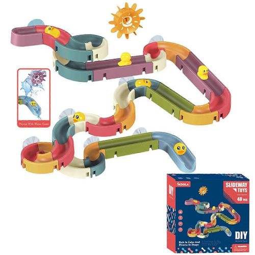 Jouets De Bain Pour Enfants, Piste De Boules D'eau, Toboggan Mural Pour Baignoire, Pour Tout-Petits De 3 Ans Et Plus, 34 À 66 Pièces, À Faire Soi-Même, 50 % De Réduction-48 Pièces
