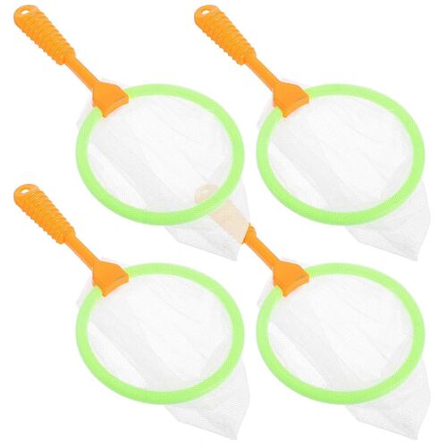 Filet De Pêche Pour Enfants, Jouets De Bain, Outils D'exploration De La Nature, Forme Ronde, 11,5 X 11,5 X 21 Cm, Pour Attraper De Petits Poissons, 4 Pièces