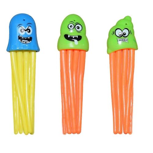 Lot de 3 jouets de bain créatifs en forme de pieuvre pour enfants, dimensions 13 x 3,5 cm, en PVC sûr pour jouer dans l'eau.