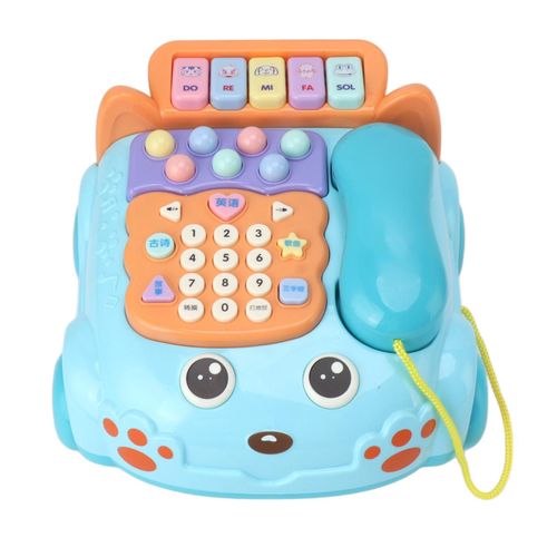 Téléphone pour bébé, jouet de dessin animé avec musique et lumière, pour enfants, téléphone interactif, éducatif, bilingue chinois-anglais, bleu