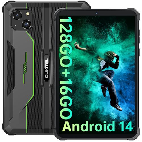OUKITEL RT3 Pro Tablette Incassable,Android14,8 Pouces,16GO(4+12)+128GO Vert