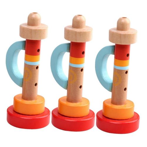 3 trompettes jouets en bois pour les tout-petits, sûres et durables, favorisent la créativité et la musicalité