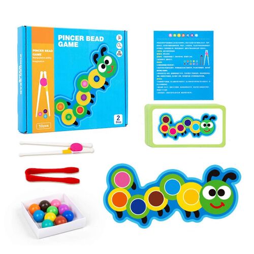 Perles à clip éducatives, jouet cognitif de couleur, comptage de nombres, jouet éducatif pour enfants, jouet de coordination ?il-main-Clip Caterpillar bea
