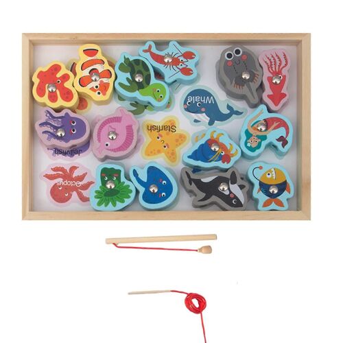 Jouet de pêche magnétique portable pour enfants, développement du cerveau, jouet de pêche préscolaire pour développer la concentration-Vie marineB
