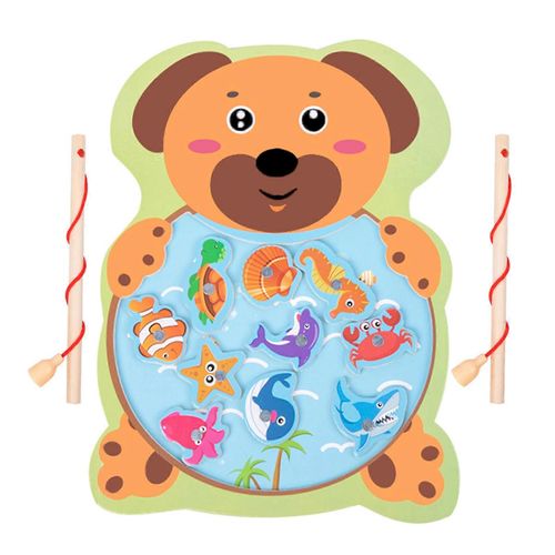 Jeu de pêche magnétique pour tout-petits, jouet de reconnaissance des formes et des couleurs, pingouin en bois-Chiot