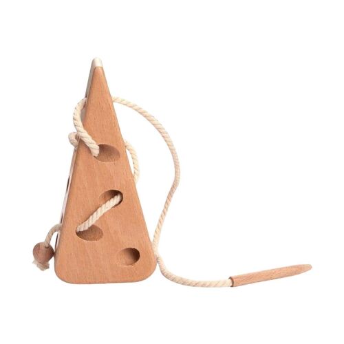 Ensemble de jouets à enfiler en bois et fromage pour enfants de 3 ans et plus. Améliorez la coordination et la créativité avec une activité de laçage colorée.