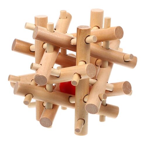Cerveau En Bois Dans Une Cage, Jouet Éducatif Pour Le Développement Intellectuel, Favorise La Créativité, La Coordination ?il-Main Et La Pensée Logique Pour Les Groupes De Jeu