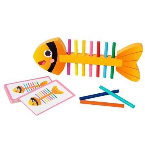Jeu De Correspondance Des Couleurs En Bois Pour Enfants, Jouet Éducatif En Arête De Poisson Pour Le Développement De La Petite Enfance Et La Pratique De La Motricité Fine