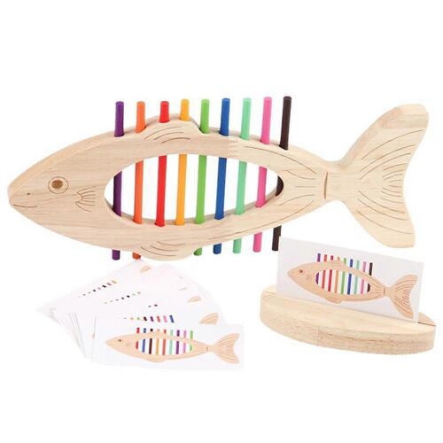 Jeu De Correspondance Des Couleurs En Bois Pour Enfants, Jouet Éducatif En Arête De Poisson Pour Le Développement De La Petite Enfance Et La Pratique De La Motricité Fine
