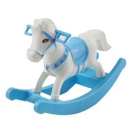 Mini cheval à bascule pour le développement intellectuel, jouets de maison de jeu, cadeaux de vacances en plastique sûrs pour garçons et enfants, bleu