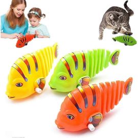 Lot de 3 poissons-jouets à remonter en plastique, nouveau jouet mécanique à bascule de dessin animé, poisson-jouet à remonter rotatif à 360°