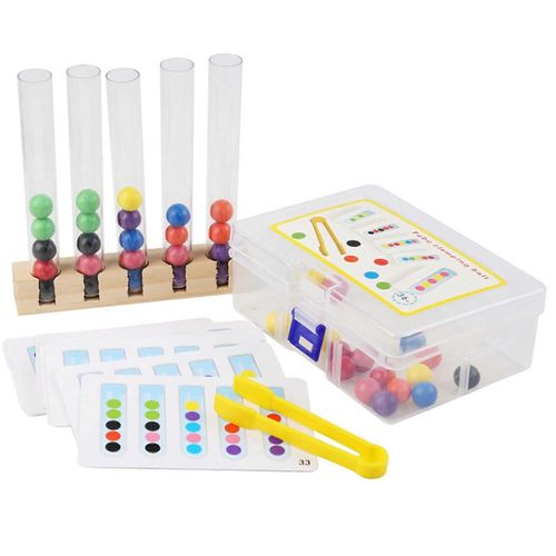 Jouet d'apprentissage de tri de perles Kinder, tube, exercice de motricité fine, jouet interactif à clip pour l'entraînement de la concentration, activité de tri de perles