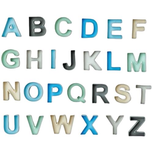 Ensemble De Jouets De Bain En Silicone Souple Avec Lettres Et Blocs, 26 Pièces, Pour Enfants De Plus De 3 Ans, Jeu Éducatif Préscolaire-Système Bleu