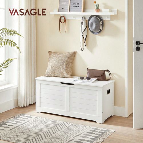 Banc De Rangement, Avec Charnières De Sécurité, Style Moderne, 100 X 40 X 46 Cm, Blanc Mat