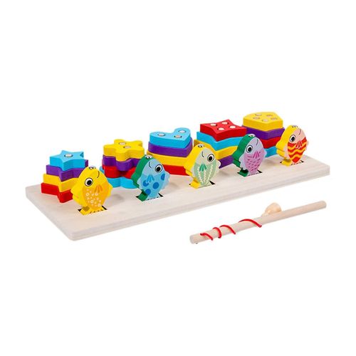 Jouet de pêche magnétique empilable en bois, jouet éducatif portable pour le développement du cerveau des enfants d'âge préscolaire, pour les tout-petits-ensemble de formes de pêche