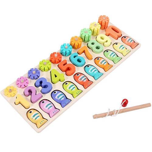 pour les jouets de tri de puzzle de nombres créatifs en bois jeu de pêche de comptage d'association jouet éducatif précoce pour les tout-petits garçons filles