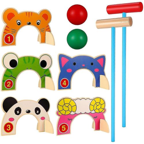 Ensemble de jouets de croquet de dessin animé, jouets de Gateball d'animaux, jouets interactifs parents-enfants, jeux de pelouse