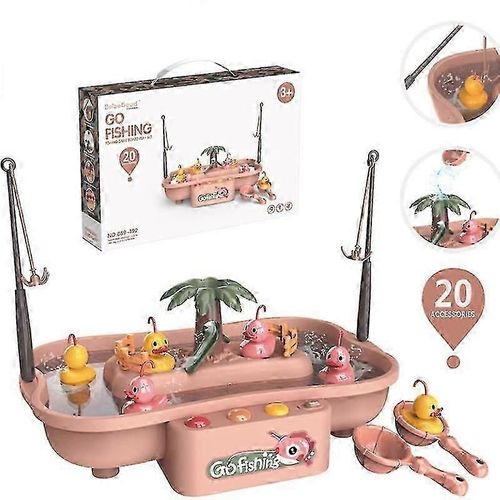 Jouets de pêche pour bébé éclaboussant les enfants de grande taille, fonction d'éclairage musical rotatif électrique, jouets éducatifs-Rose