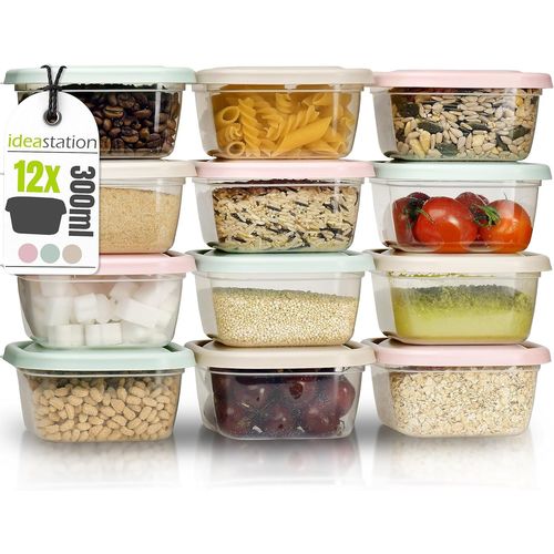 Kgabery-Boite Alimentaire Plastique 12x300 Ml-Pastel-Boite De Rangement Cuisine-Pot Conservation Bébé
