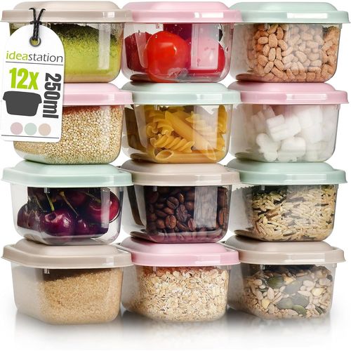 Kgabery-Boite Alimentaire Plastique 12x250 Ml-Pastel-Boite De Rangement Cuisine-Pot Conservation Bébé