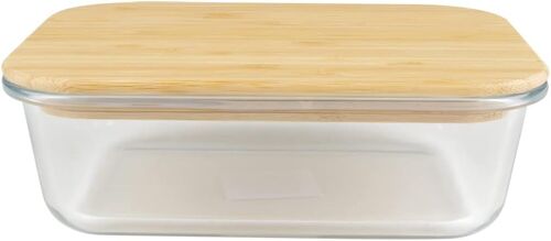 Loc-Ustensiles De Cuisine Boîtes En Verre Alimentaire Hermétiques Couvercle Bambou-1520ml-Idéal Pour La Conservation