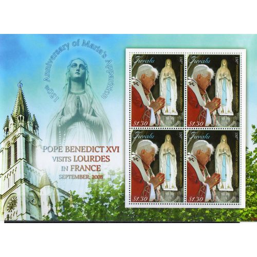 Tuvalu Timbre Le Pape Benoît Xvi 2008