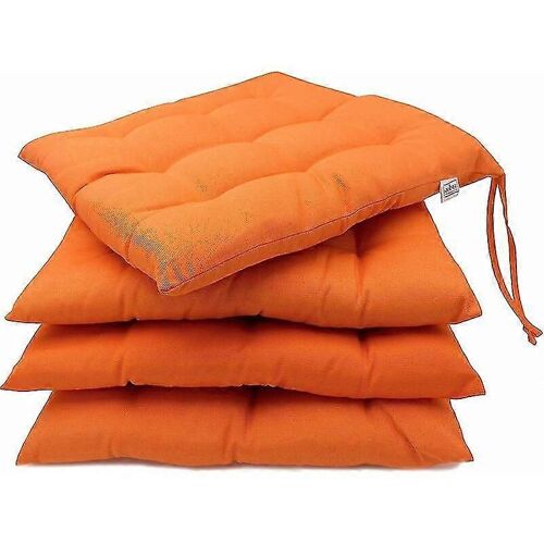Nouveau Set de 4 Coussins de Chaise pour le Jardin, 40x40 cm, Orange