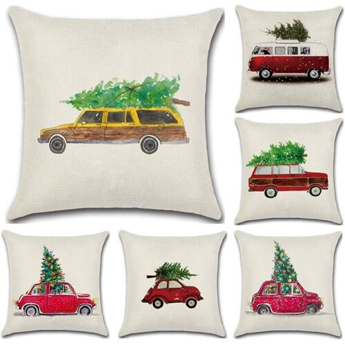 Pack De 6 Draps En Coton De Housses De Coussin, Pour La Maison De Chambre À Coucher Canapé Voiture,Noël, Célébration De La Journée Linge De Tramway De L'arbre De Noël Taie D'oreiller Pour La Maison,