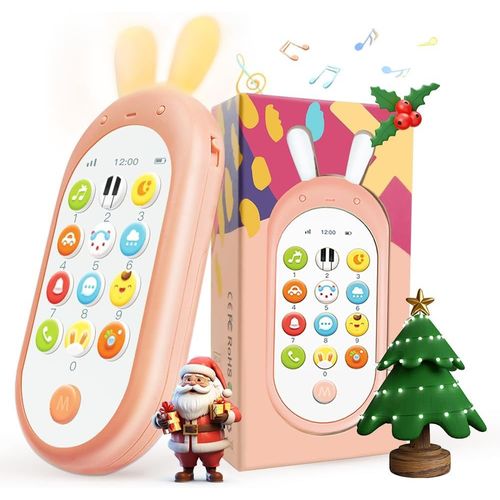 (Rose) Jouet de téléphone portable pour enfants, smartphone bilingue, jouets éducatifs musicaux pour bébé adaptés aux bébés de plus de 6 mois