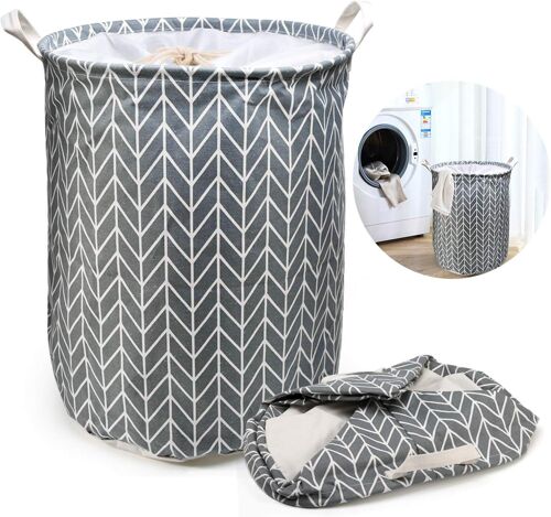 Grande Panier à Linge, Panier à lingePliable, Cordon Paniers à Linge, Pliable Sac à Linge, Pliage Grande Capacité Corbeilles à Linge (Gris)