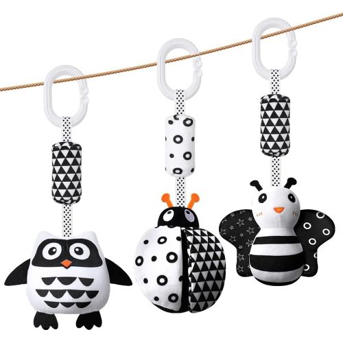 Jouets De Poussette,3pcs Jouets Hochet Suspendus,Jouet Pour Lit D'enfant,Avec Clochette,Jouets Éducatifs Sensoriels À Contraste Élevé,De Siège D'auto Pour Nouveau-Né
